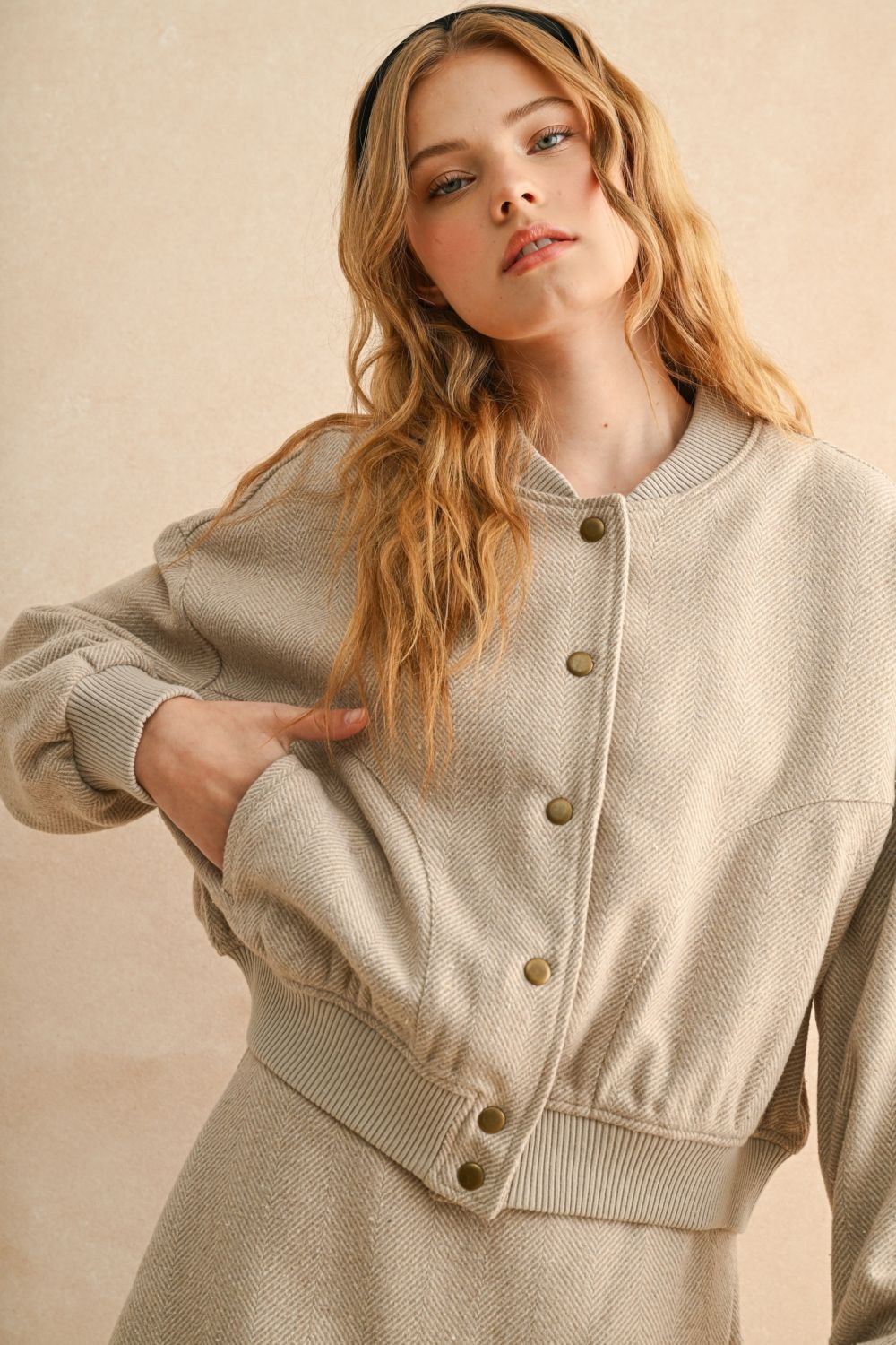 Herringbone Bomber Jacket