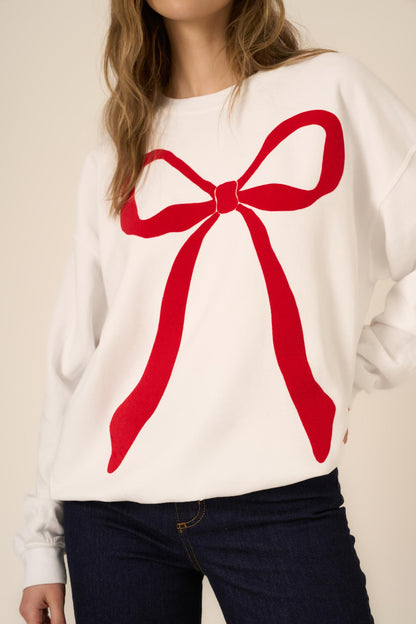 Flocked Bow Sweater