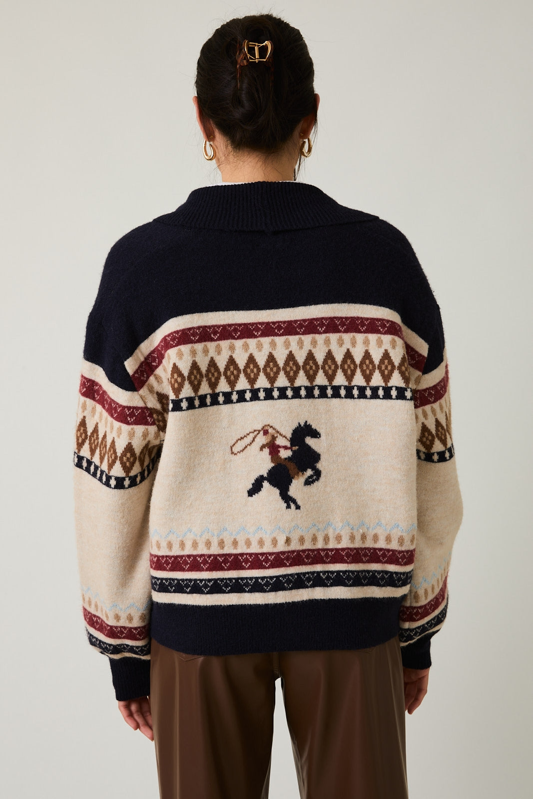 Horse Motif Sweater Cardigan