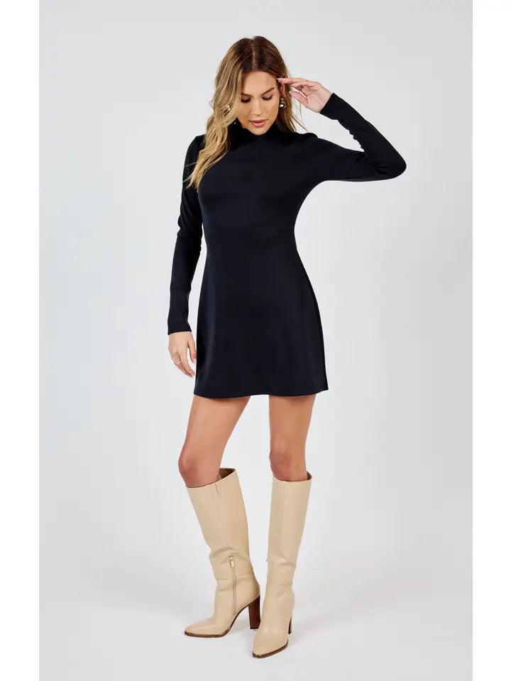 Hustle Mock Neck Knit Mini Dress