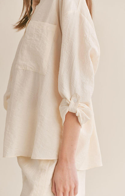 Clementine Crush Cutout Back Shirt|Ivory