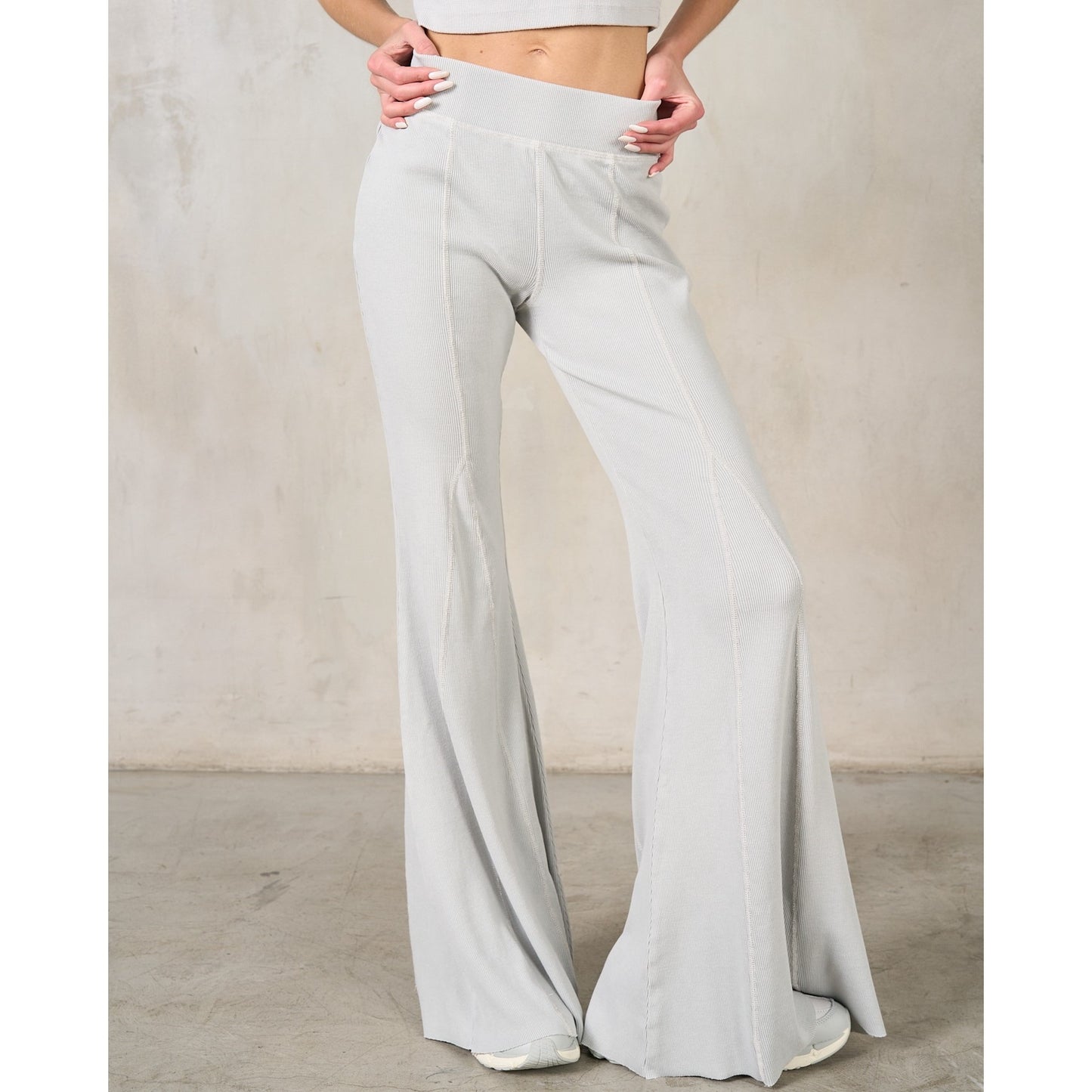 Silver Flare Rib Leggings