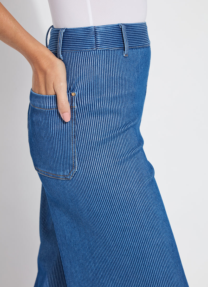 Erin Wide Leg-Mid Wash Sheen