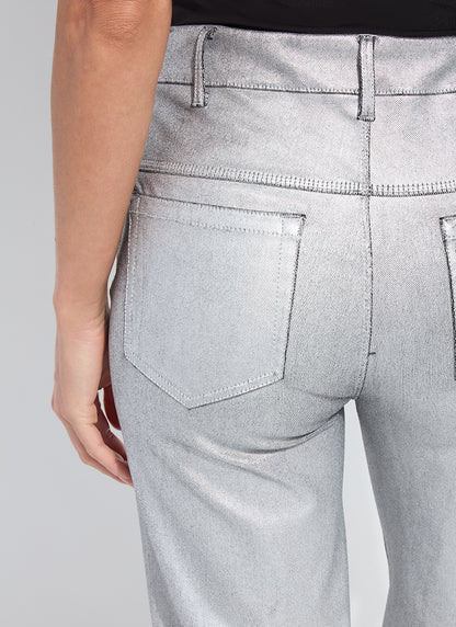 Metallic Coated Wide Leg Denim
