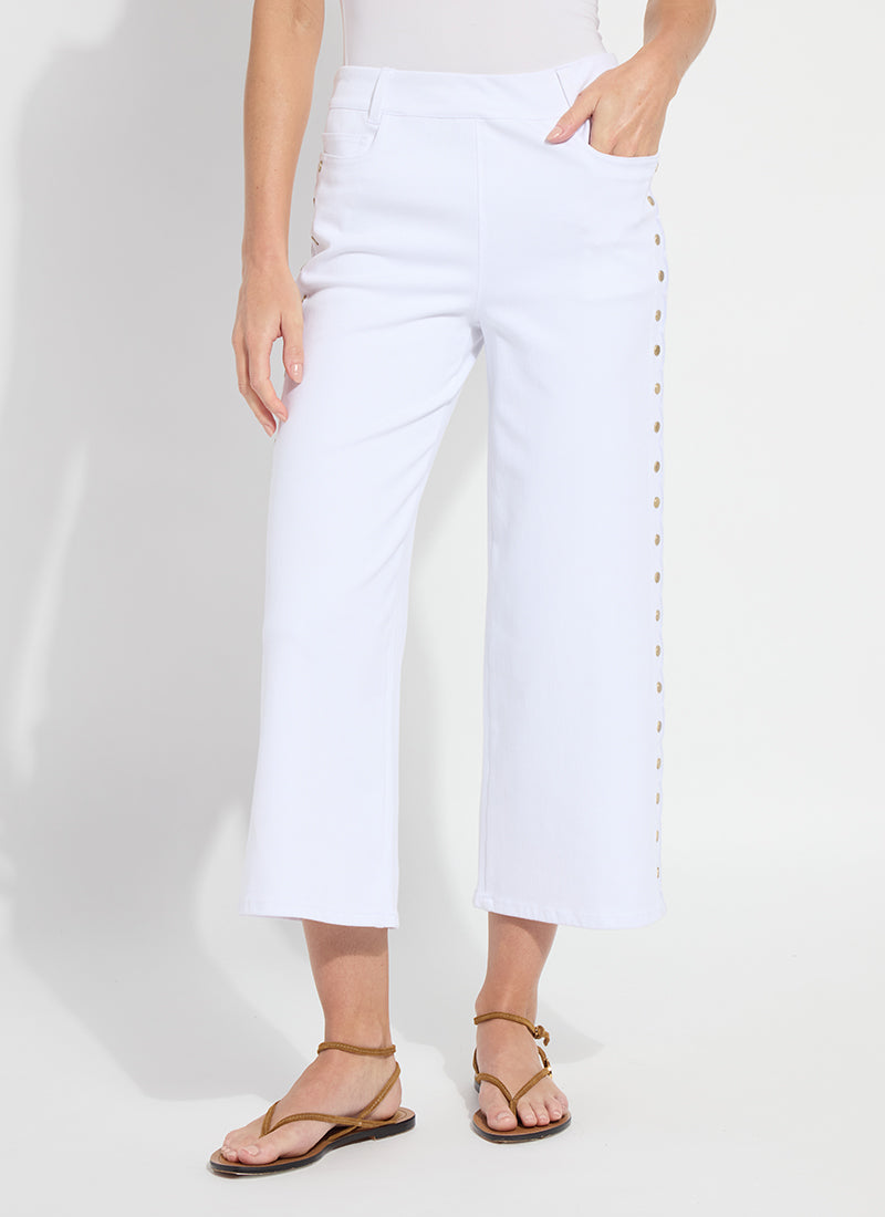 Willa Scallop Studded Crop Denim -White