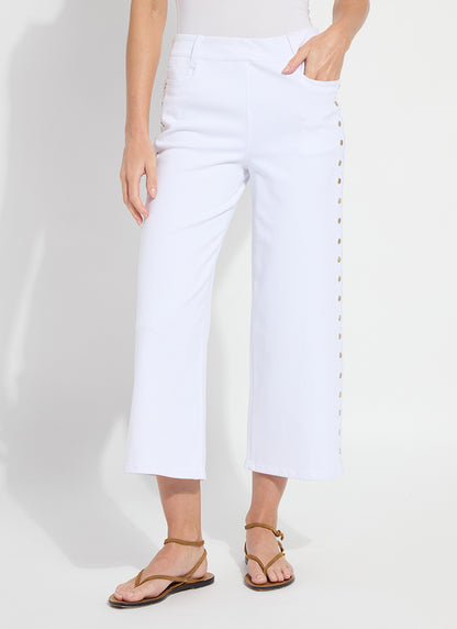 Willa Scallop Studded Crop Denim -White