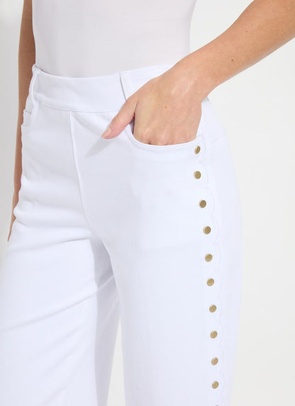 Willa Scallop Studded Crop Denim -White