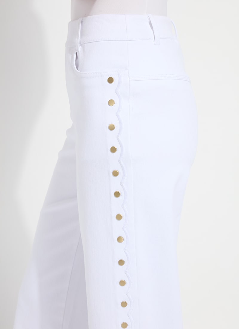Willa Scallop Studded Crop Denim -White