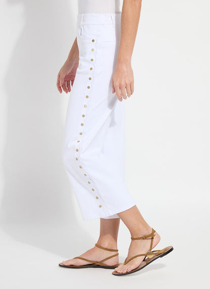 Willa Scallop Studded Crop Denim -White